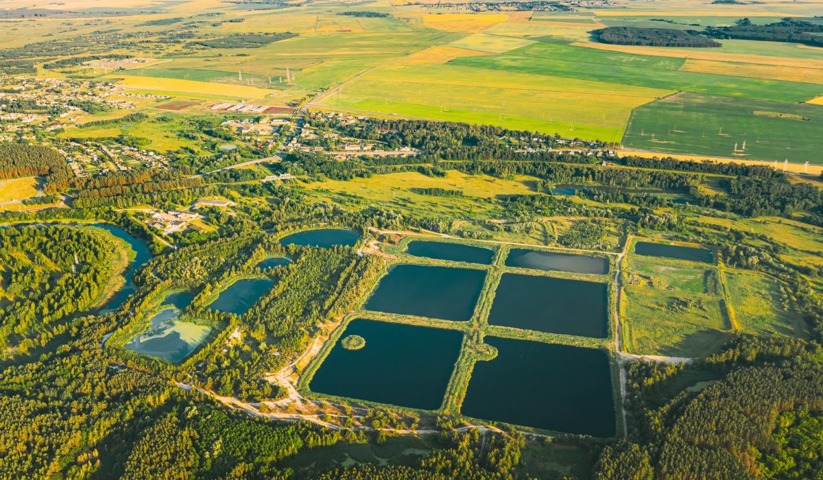 Aerial View Retention Basins, Wet Pond, Wet Detention Basin Or Stormwater Management Pond, Is An